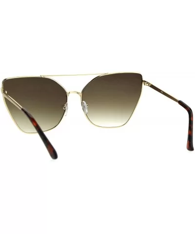 Oversized Fashion Sunglasses Womens Butterfly Trapezoid Metal Frame - Gold (Brown) - C2186ZHDAZ5 $7.28 Butterfly