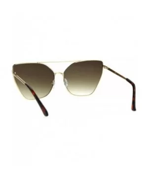 Oversized Fashion Sunglasses Womens Butterfly Trapezoid Metal Frame - Gold (Brown) - C2186ZHDAZ5 $7.28 Butterfly