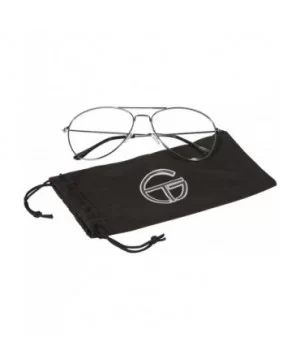 Gravity's Non-Prescription Premium Aviator Clear Lens Glasses- Silver w/Soft Bag - C5113IK5AT1 $8.42 Aviator