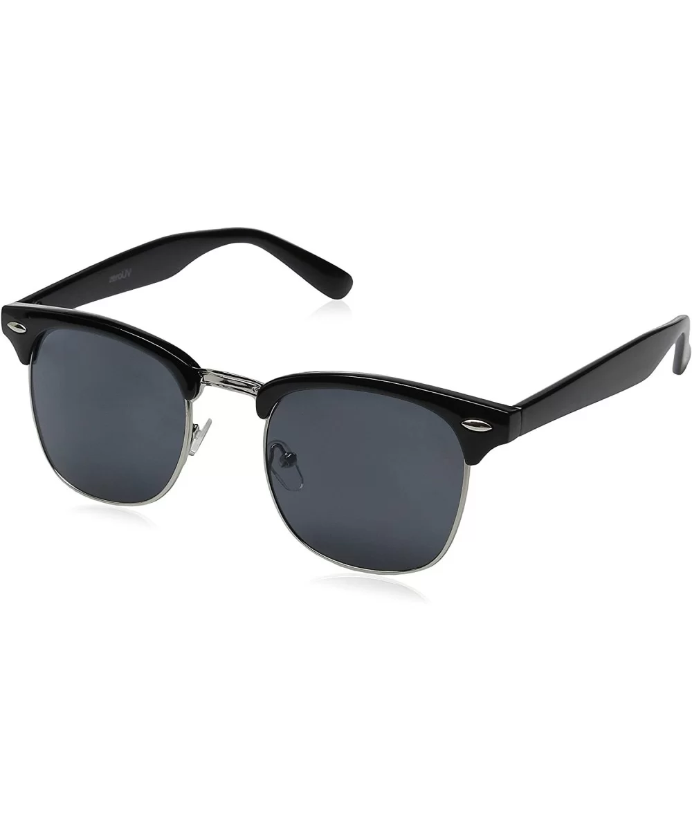 Half Frame Semi-Rimless Horn Rimmed Sunglasses - Black-silver / Smoke - C111988CHU3 $5.77 Sport