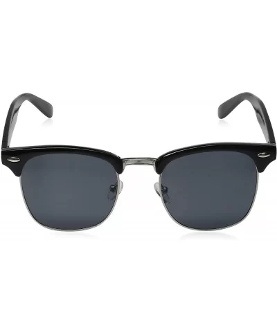 Half Frame Semi-Rimless Horn Rimmed Sunglasses - Black-silver / Smoke - C111988CHU3 $5.77 Sport