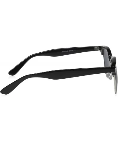 Half Frame Semi-Rimless Horn Rimmed Sunglasses - Black-silver / Smoke - C111988CHU3 $5.77 Sport