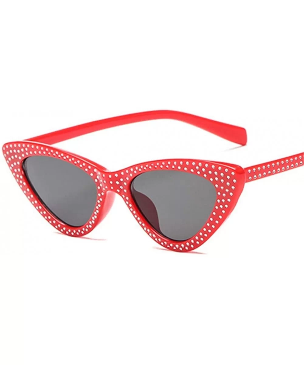 Luxury Cat Eye Sunglasses Rhinestone Small Sexy Women Brand Fashion Sunglasses Female Red Vintage UV400 Sunglass - CZ18RWDQ0W...