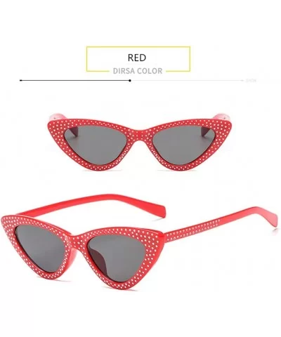 Luxury Cat Eye Sunglasses Rhinestone Small Sexy Women Brand Fashion Sunglasses Female Red Vintage UV400 Sunglass - CZ18RWDQ0W...