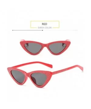 Luxury Cat Eye Sunglasses Rhinestone Small Sexy Women Brand Fashion Sunglasses Female Red Vintage UV400 Sunglass - CZ18RWDQ0W...