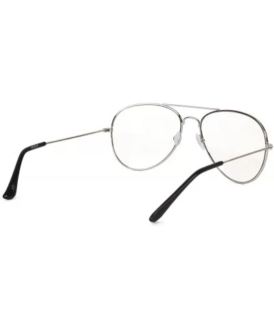 Gravity's Non-Prescription Premium Aviator Clear Lens Glasses- Silver w/Soft Bag - C5113IK5AT1 $8.42 Aviator