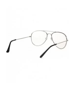 Gravity's Non-Prescription Premium Aviator Clear Lens Glasses- Silver w/Soft Bag - C5113IK5AT1 $8.42 Aviator