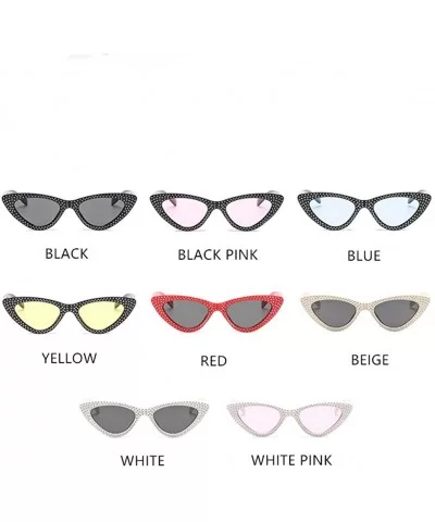 Luxury Cat Eye Sunglasses Rhinestone Small Sexy Women Brand Fashion Sunglasses Female Red Vintage UV400 Sunglass - CZ18RWDQ0W...