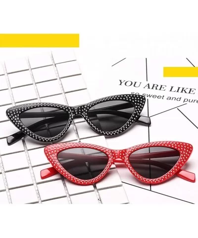 Luxury Cat Eye Sunglasses Rhinestone Small Sexy Women Brand Fashion Sunglasses Female Red Vintage UV400 Sunglass - CZ18RWDQ0W...