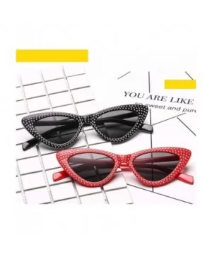 Luxury Cat Eye Sunglasses Rhinestone Small Sexy Women Brand Fashion Sunglasses Female Red Vintage UV400 Sunglass - CZ18RWDQ0W...