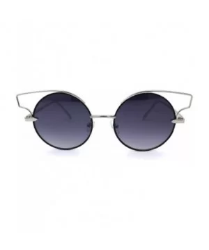 Designer Fashion Metal Wire Horn Rim Round Circle Lens Womens Sunglasses - Silver Smoke - C212N9PE2GW $10.16 Round