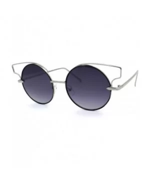 Designer Fashion Metal Wire Horn Rim Round Circle Lens Womens Sunglasses - Silver Smoke - C212N9PE2GW $10.16 Round