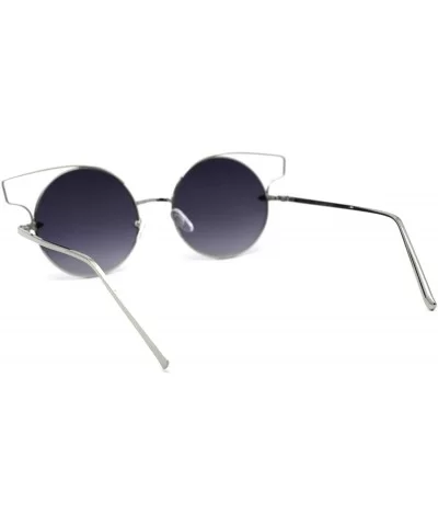 Designer Fashion Metal Wire Horn Rim Round Circle Lens Womens Sunglasses - Silver Smoke - C212N9PE2GW $10.16 Round