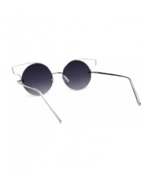 Designer Fashion Metal Wire Horn Rim Round Circle Lens Womens Sunglasses - Silver Smoke - C212N9PE2GW $10.16 Round