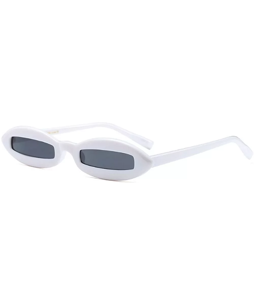 Chic Super Small Oval Frame Rectangle PC Lens Sunglasses UV400 Protection Eyewear - White - CP187A94YRI $8.82 Oval