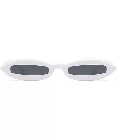 Chic Super Small Oval Frame Rectangle PC Lens Sunglasses UV400 Protection Eyewear - White - CP187A94YRI $8.82 Oval