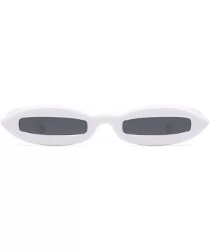 Chic Super Small Oval Frame Rectangle PC Lens Sunglasses UV400 Protection Eyewear - White - CP187A94YRI $8.82 Oval