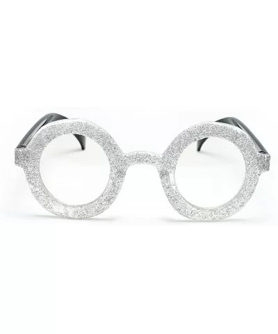 Newbee Fashion Round Costume Glitter Party Halloween Glasses - Silver - CD1190QROLF $4.93 Round