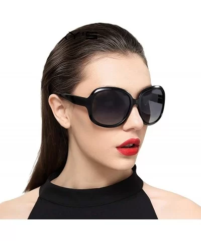 DESIGN Women Retro Polarized Sunglasses Lady Driving Sun Glasses 100% C01 Black - C03 Purple - CX18XEC5ZNM $10.56 Oversized