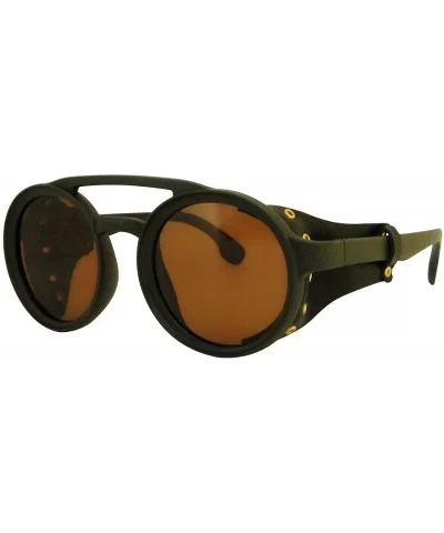 polarized round steampunk hiking and fishing man and women goggles sunglasses - Black Brown - CS18YLO22H8 $10.98 Shield