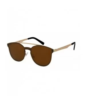 Sunglasses with Mini Brow Bar and Flat Mirrored Lenses 3124-FLREV - Gold - C9184562QDS $7.38 Oval