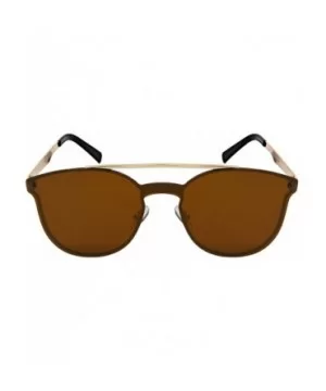 Sunglasses with Mini Brow Bar and Flat Mirrored Lenses 3124-FLREV - Gold - C9184562QDS $7.38 Oval