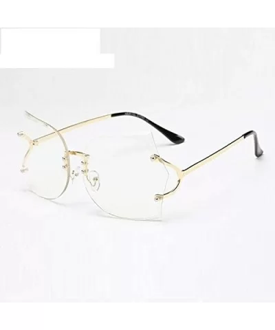 Vintage Rimless Sunglasses Women Gradient Women Rimless Sun Glasses Ladies Pink Clear Glasses Female - CO18Y253RNC $15.45 Goggle