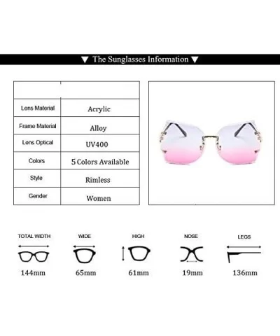 Vintage Rimless Sunglasses Women Gradient Women Rimless Sun Glasses Ladies Pink Clear Glasses Female - CO18Y253RNC $15.45 Goggle