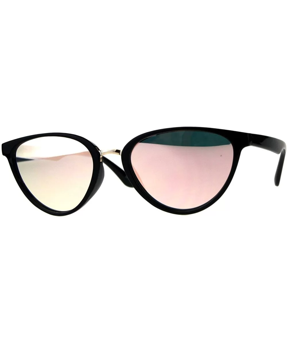 Womens Sunglasses Designer Fashion Triangular Oval Mirror Lens UV 400 - Black (Pink Mirror) - CH18DNU6L7N $7.21 Oval