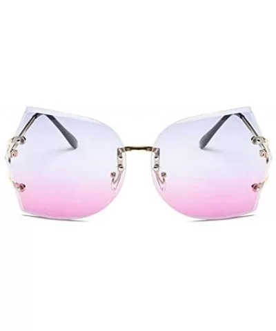 Vintage Rimless Sunglasses Women Gradient Women Rimless Sun Glasses Ladies Pink Clear Glasses Female - CO18Y253RNC $15.45 Goggle