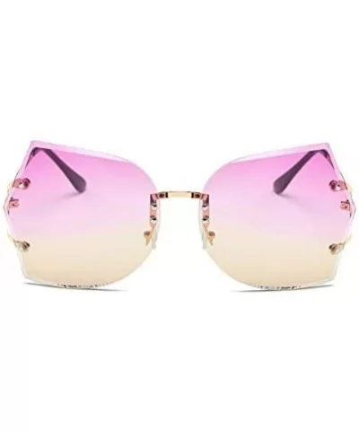 Vintage Rimless Sunglasses Women Gradient Women Rimless Sun Glasses Ladies Pink Clear Glasses Female - CO18Y253RNC $15.45 Goggle