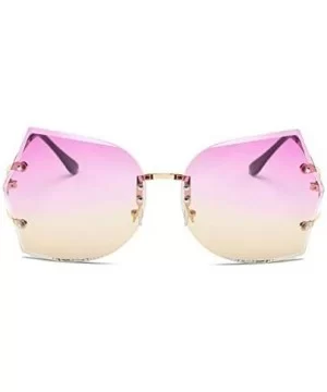 Vintage Rimless Sunglasses Women Gradient Women Rimless Sun Glasses Ladies Pink Clear Glasses Female - CO18Y253RNC $15.45 Goggle