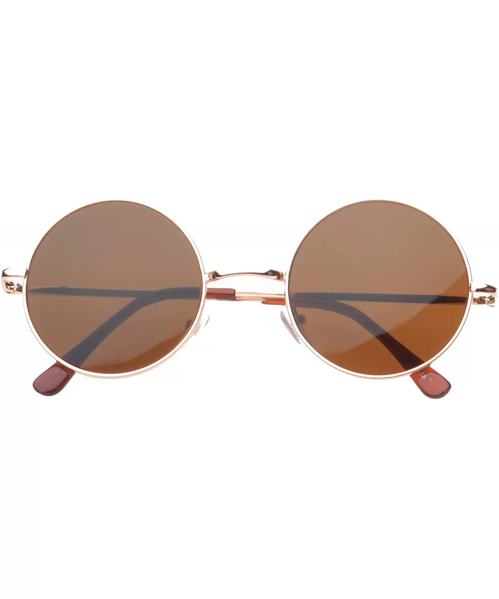 'Brentwood' Round Fashion Sunglasses - Brown - CX11ORPUDIF $4.37 Round