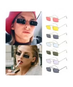 Vinatge Metal Frame Sunglasses for Women - Small Square Sun Glasses Cute Candy Color Eyewear Flat Top Mirrored - CA196EU48WX ...