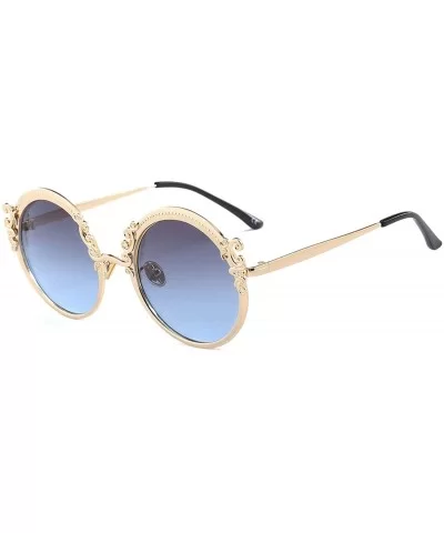 Steampunk Round Sunglasses Women Men Gold Frame Vintage Sun Glasses Ladies - Gold Bluegray - C718W7I7LUR $13.73 Oversized