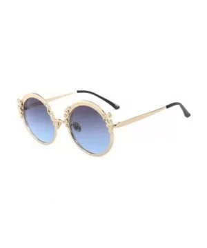 Steampunk Round Sunglasses Women Men Gold Frame Vintage Sun Glasses Ladies - Gold Bluegray - C718W7I7LUR $13.73 Oversized