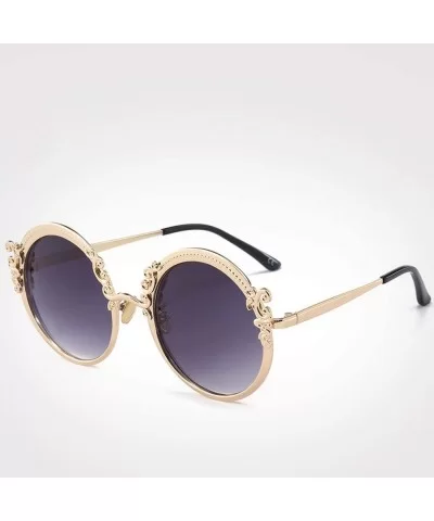 Steampunk Round Sunglasses Women Men Gold Frame Vintage Sun Glasses Ladies - Gold Bluegray - C718W7I7LUR $13.73 Oversized