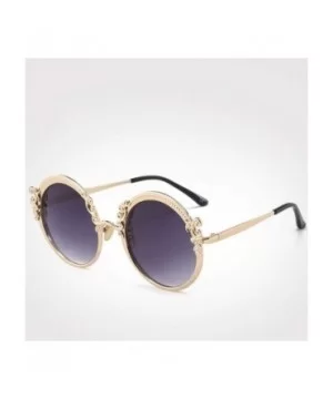 Steampunk Round Sunglasses Women Men Gold Frame Vintage Sun Glasses Ladies - Gold Bluegray - C718W7I7LUR $13.73 Oversized