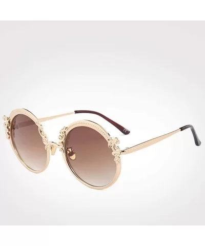 Steampunk Round Sunglasses Women Men Gold Frame Vintage Sun Glasses Ladies - Gold Bluegray - C718W7I7LUR $13.73 Oversized