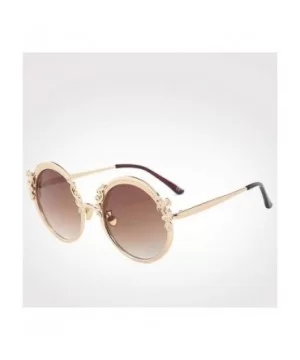 Steampunk Round Sunglasses Women Men Gold Frame Vintage Sun Glasses Ladies - Gold Bluegray - C718W7I7LUR $13.73 Oversized