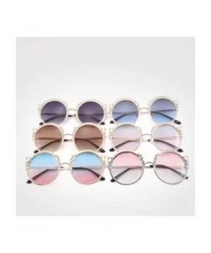 Steampunk Round Sunglasses Women Men Gold Frame Vintage Sun Glasses Ladies - Gold Bluegray - C718W7I7LUR $13.73 Oversized