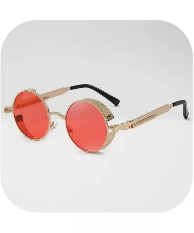 Metal Steampunk Sunglasses Men Women Fashion Round Glasses Design Vintage UV400 Eyewear Shades - 15 - CH197A33R52 $24.45 Round