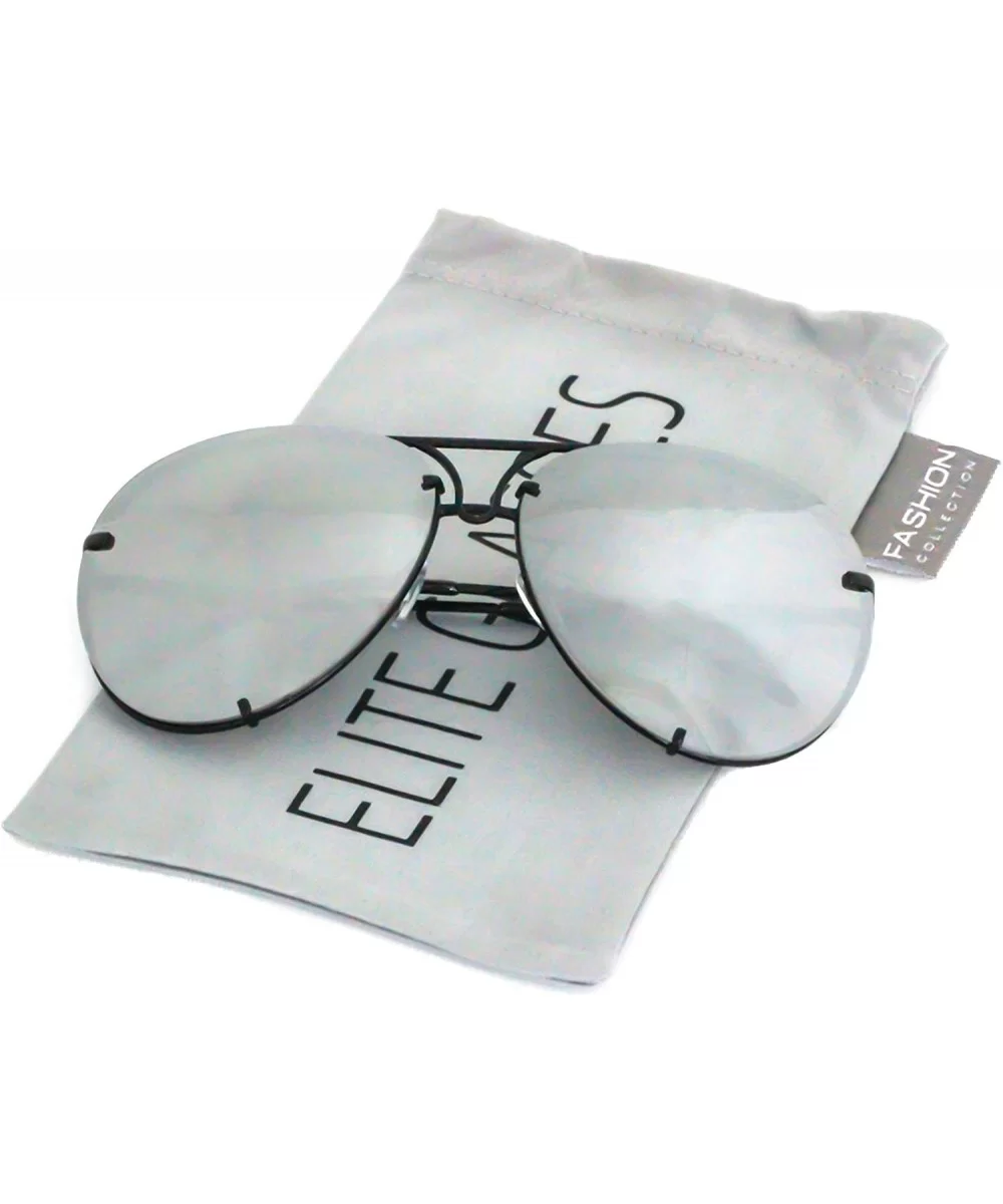 Aviator Poshe Oceanic Lens Twirl Metal Design Frames Sunglasses - Black - Silver Mirror - CB12NW3L6T1 $11.91 Oval