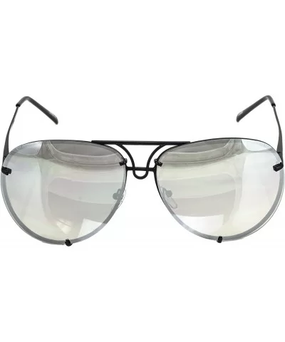 Aviator Poshe Oceanic Lens Twirl Metal Design Frames Sunglasses - Black - Silver Mirror - CB12NW3L6T1 $11.91 Oval