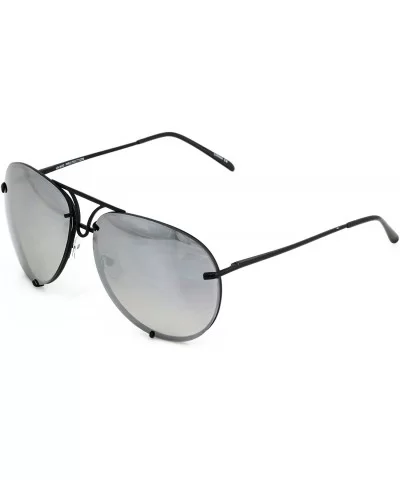 Aviator Poshe Oceanic Lens Twirl Metal Design Frames Sunglasses - Black - Silver Mirror - CB12NW3L6T1 $11.91 Oval