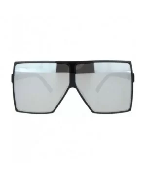 Unique Oversize Retro Squared Rectangular Plastic Mobster Sunglasses - Black Silver Mirror - CL18N6CQ0EH $10.06 Rectangular