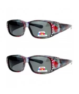 2 Pair Polarized Lenses Rhinestone Fit Over Wear Over Glasses Rectangular Sunglasses - 2 Pair Flower/Flower - C8197WQ7QX8 $18...