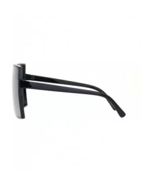 Unique Oversize Retro Squared Rectangular Plastic Mobster Sunglasses - Black Silver Mirror - CL18N6CQ0EH $10.06 Rectangular