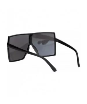 Unique Oversize Retro Squared Rectangular Plastic Mobster Sunglasses - Black Silver Mirror - CL18N6CQ0EH $10.06 Rectangular