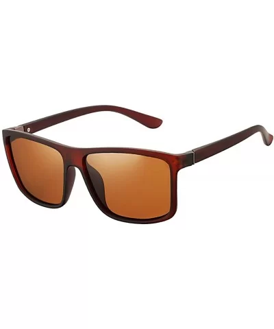 Mens Square Polarized Sunglasses Lightweight Boys Stylish Driving Sun Glasses - TAC- UV400 - Brown/Brown - CW18L583H2X $10.14...